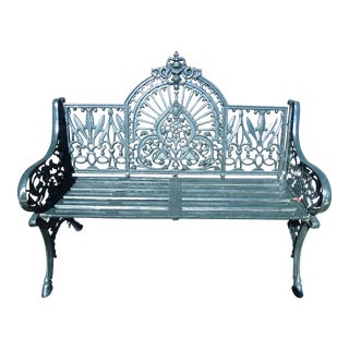 Sculpted Cast Iron Bench For Sale