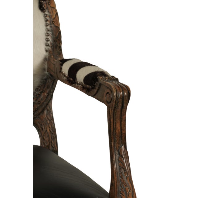 Louis XVI Style Zebra Print Leather Chair For Sale - Image 4 of 10