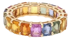 Natural 8.13cts rainbow sapphire ring 14k gold