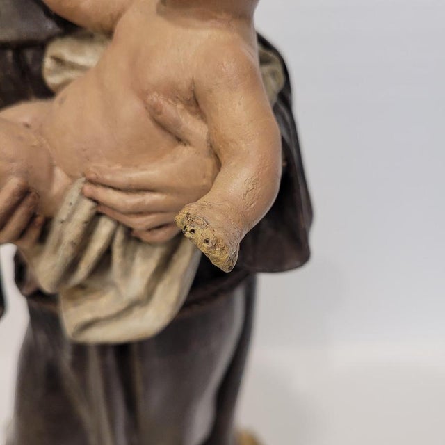 Spanish School Artist, Sculpture of Saint Anthony of Padua with the Child, Late 18th Century, Wood For Sale - Image 13 of 18