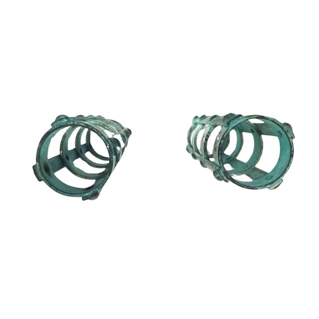 1970s Set of 3 Brutalist Style Candlestick Holders Cage Design For Sale - Image 4 of 7