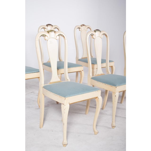 Portuguese White Painted Wood Chairs, 1890s, Set of 6 For Sale - Image 3 of 9