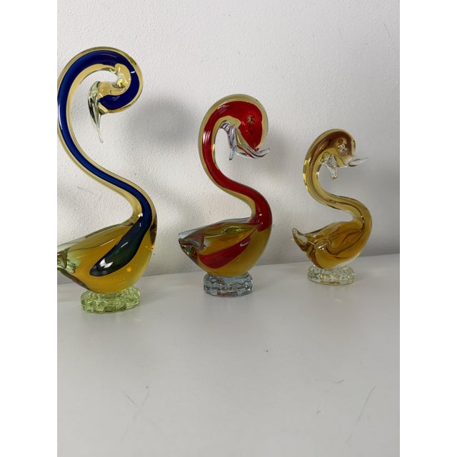Swans in Submerged Polychrome Murano Glass in the style of Cenedese, 1970, Set of 4 For Sale - Image 12 of 18