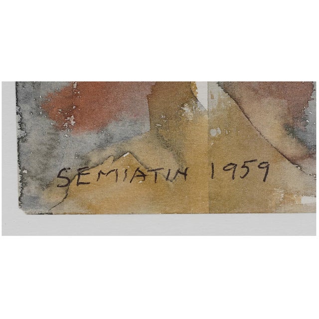 Vintage Midcentury Modern Abstract Painting, Framed, Signed Jacob Semiatin, 1959 For Sale In New York - Image 6 of 11