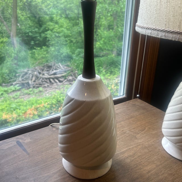 Mid-Century Modern Mid 20th Century Mid Century Modern Lamps W/Orig. Matching Shades - a Pair For Sale - Image 3 of 3