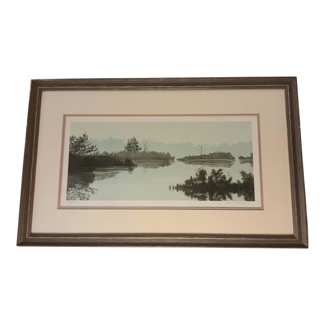 Late 20th Century Helen Rundell Morrow Lake Print.Signed and Numbered Matted and Framed 24 X 14.5 For Sale