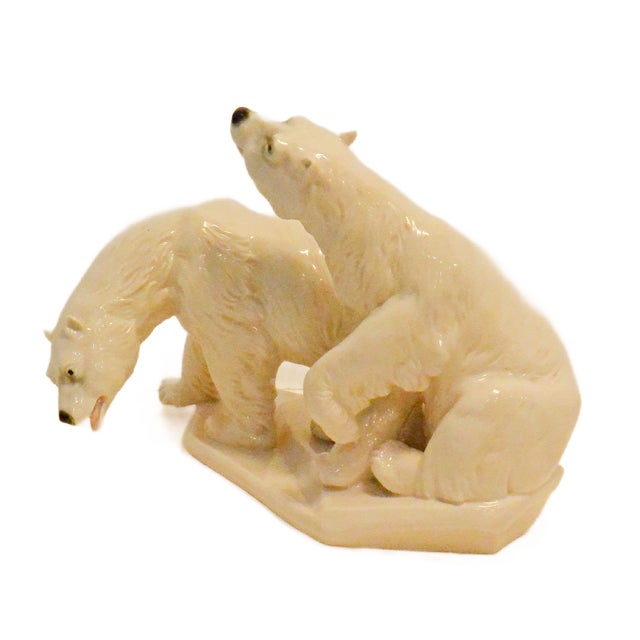 1940s Large Mid-Century Karl Ens German Porcelain Polar Bear Grouping For Sale - Image 5 of 11
