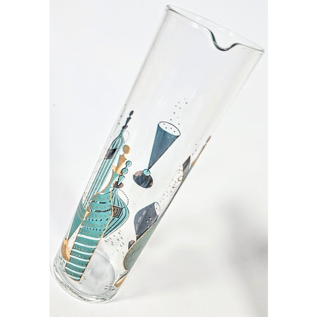 Mid-Century Teal and Gold Cocktail Pitcher For Sale - Image 9 of 14