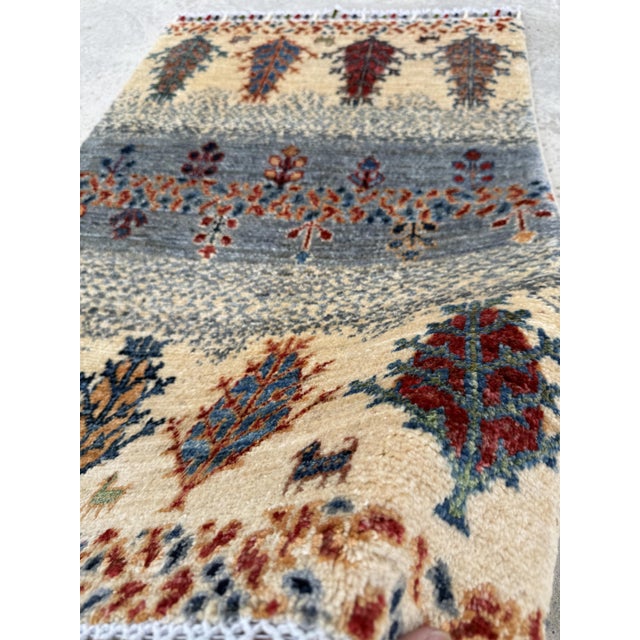 Textile Gabbeh Weeping Willow Rug, Hand-Knotted Wool, 2x3, Ivory & Slate For Sale - Image 7 of 11