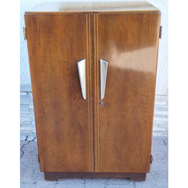 Brown Mid-Century German Two-Door Cabinet on Casters in Walnut, 1950s For Sale - Image 8 of 8