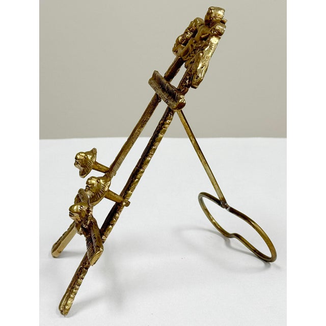 Vintage Figurative Brass Table Easel For Sale - Image 4 of 7
