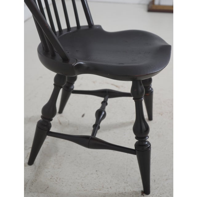 Wood Pair of Dr Dimes Black Bow Back Windsor Side Chairs For Sale - Image 7 of 18