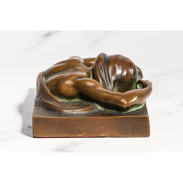 High Relief Female Figure Sculpture Antique Art Nouveau Bronze Paperweight A. Förster & Co. Wien Austria Desk For Sale - Image 13 of 16