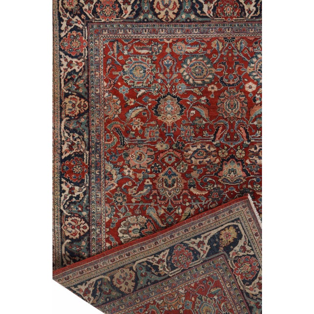 Vintage Circa 1940 Red Sarouk Hand Knotted Rug, 6ft 9in X 9ft 9in For Sale - Image 4 of 7