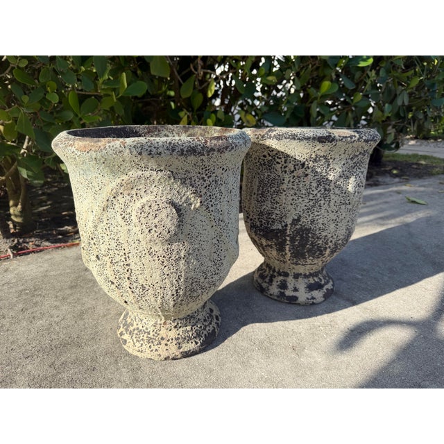 Rustic European Vintage Volcanic Glaze Terracotta Garden Planters, Pair For Sale - Image 3 of 12