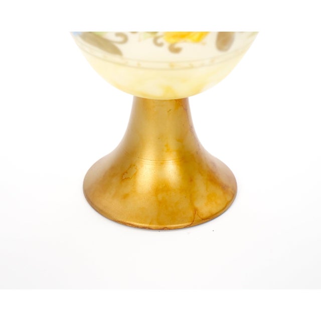 Pair of Mid-Century Modern Italian Venetian Art Glass Gilt & Painted Compotes For Sale In New York - Image 6 of 12