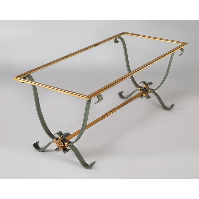 Metal French Vintage Iron and Glass Coffee Table For Sale - Image 7 of 10
