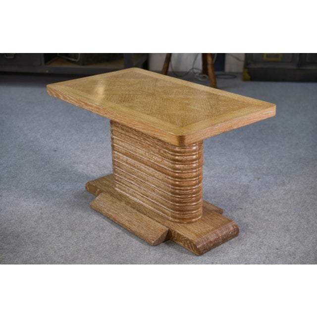 Oak Side Table attributed to Gaston Poisson, 1960s For Sale - Image 9 of 14