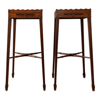 Smith & Watson Campaign Nightstands or Side Tables With Pull Out Trays For Sale