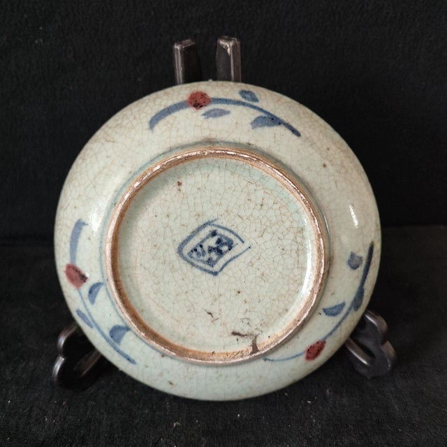 Early 20th Century Chinese Ceramic Plate,Blue and White Porcelain Plate Hand Painted Fish Pattern For Sale - Image 5 of 10