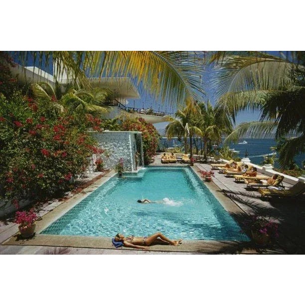 Pool at Las Hadas 1974 Guests round the pool at Las Hadas, Manzanillo, Mexico, 1974. (Photo by Slim Aarons) Slim Aarons...