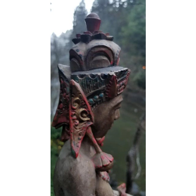 Wood Carved Wood Hindu or Tibetan Crowned Goddess For Sale - Image 7 of 13