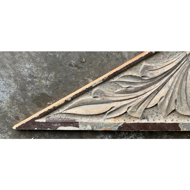 Antique White French Carved Wood Pinapple Wall Pediment For Sale - Image 8 of 11
