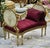 Stunning lovely marquise/bench/settee. This is fully refinished in new gold leaf and tufted in high end designer velvet....