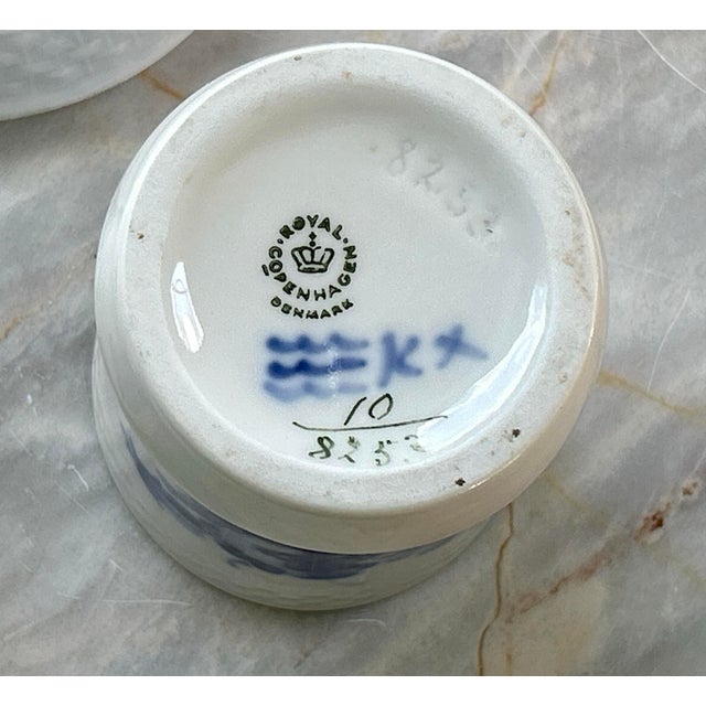 Mid 20th Century Royal Copenhagen Braided Blue Flower Sugar Bowl & Cup For Sale In New York - Image 6 of 9