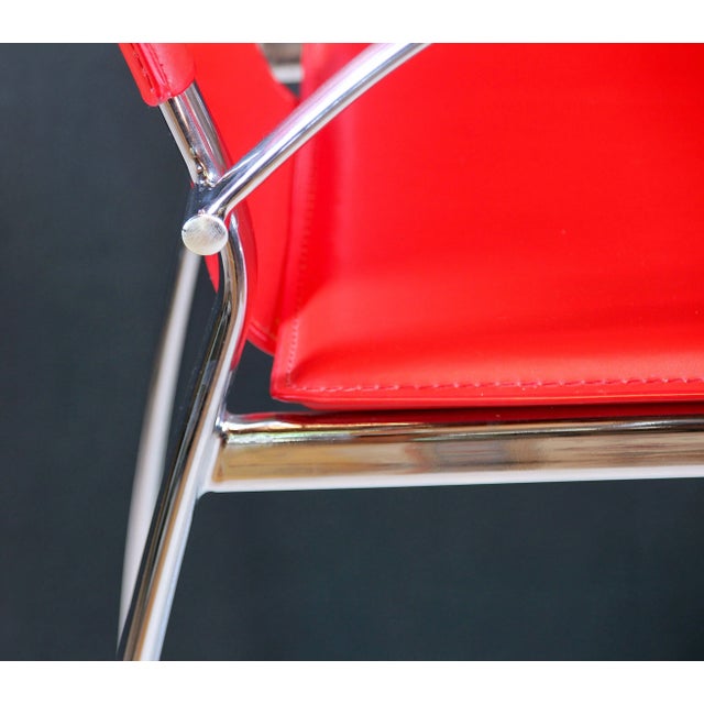Late 20th Century Chrome and Red Leather Stools, Late 20th Century - a Pair For Sale - Image 5 of 10