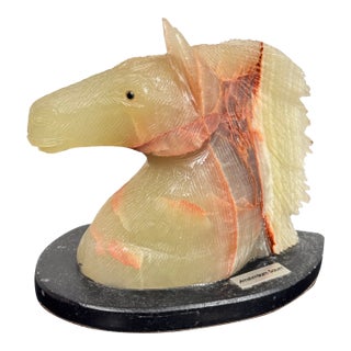 Amsterdam Sauer Carved Translucent Stone Horse Head Sculpture For Sale