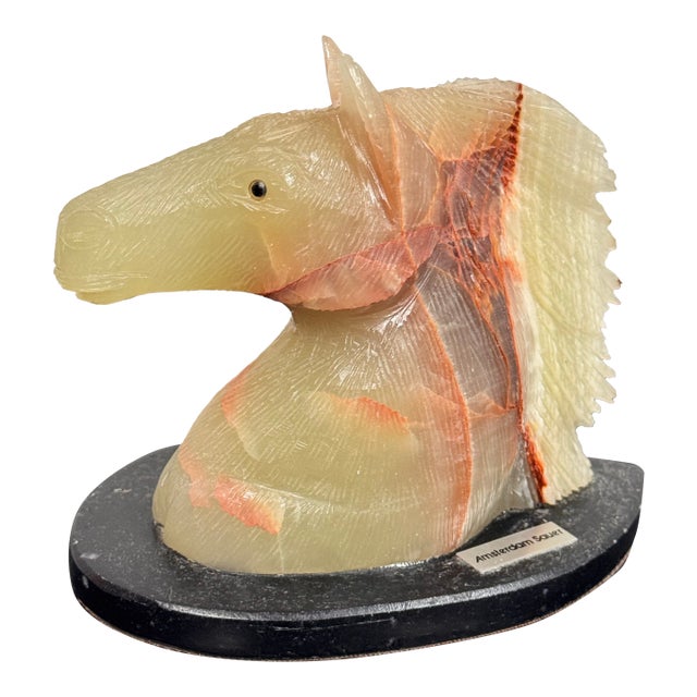 Amsterdam Sauer Carved Translucent Stone Horse Head Sculpture For Sale
