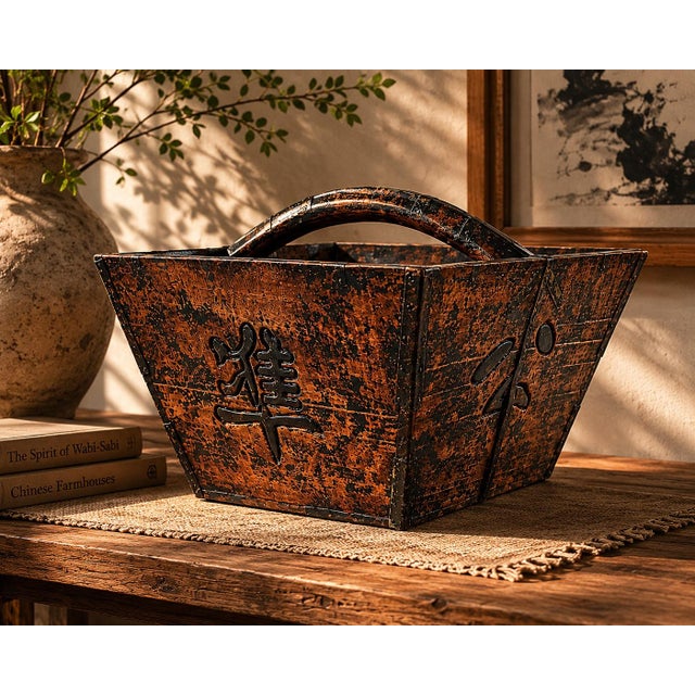 Asian Antique Chinese Black Lacquered Elm Rice Measure Vessel “Dou”, Late Qing / Republic For Sale - Image 3 of 12