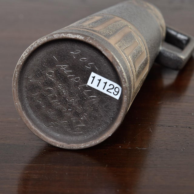 Black Mid Century Signed Ewer Form Ceramic Vase by Ceramano of West Germany For Sale - Image 8 of 9