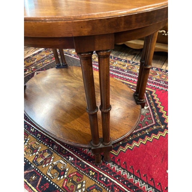 Two Tier Oval Walnut Side Table For Sale - Image 4 of 9