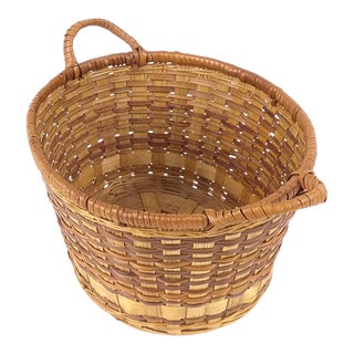 Vintage Rattan Wicker Small Basket For Sale