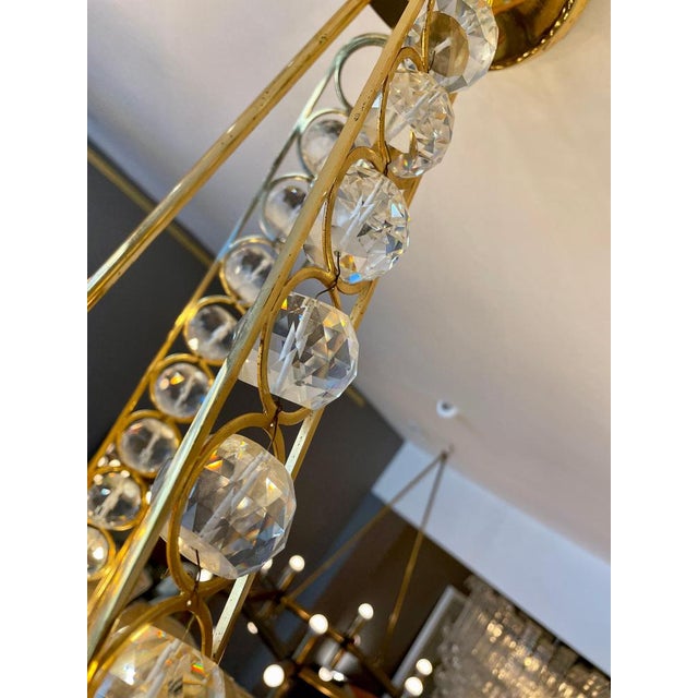 Large Italian Murano Gold Palm Leaf Chandelier, 1970 For Sale - Image 12 of 14