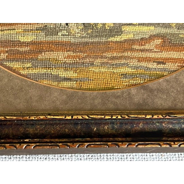 Set of 2 Antique Framed French Petit Point Needlework - Cottages For Sale - Image 9 of 12