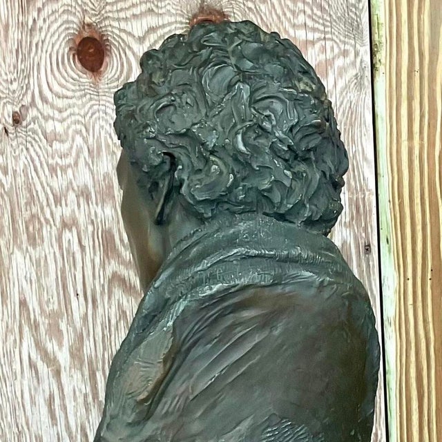 Vintage Regency Glenda Goodacre Attributed Bronze Bust of Man For Sale - Image 11 of 12