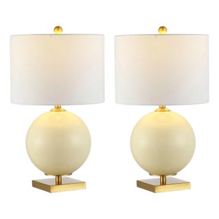 Anina 24" Glass Orb Table Lamp in Cream - a Pair For Sale