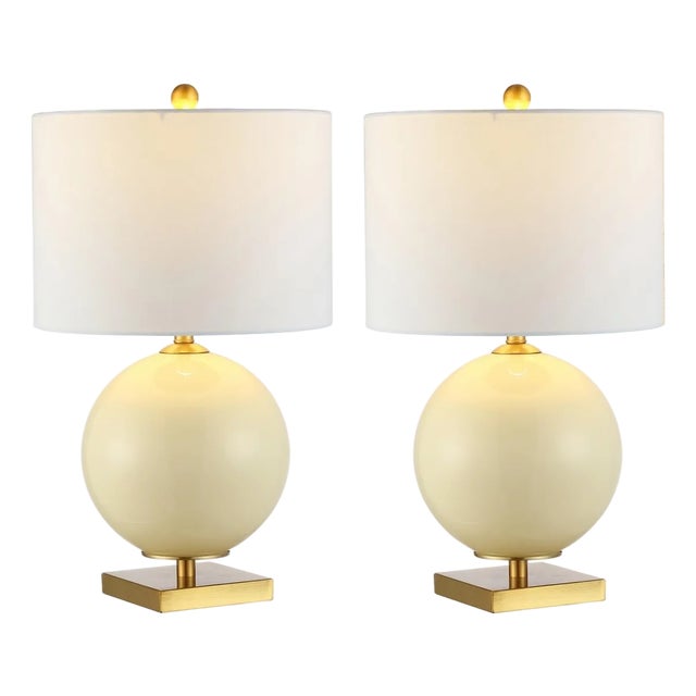 Anina 24" Glass Orb Table Lamp in Cream - a Pair For Sale