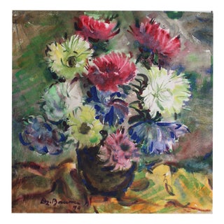 Dzidra Bauma, Asters, 1990, Watercolor For Sale