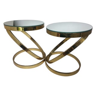 Modern Brass Tables - A Pair For Sale