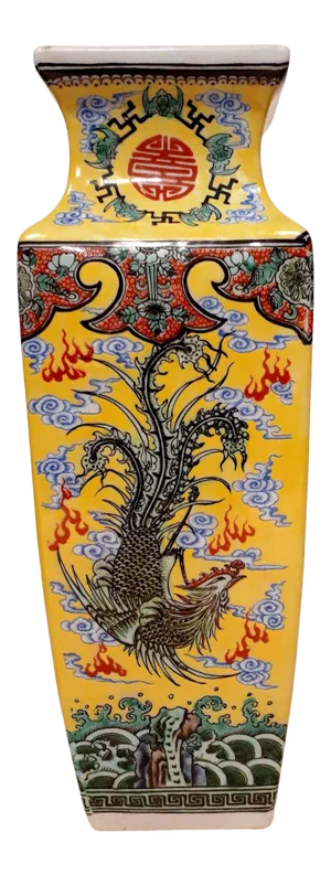 Early 20th Century Large Chinese Porcelain Dragon Phoenix Vase
