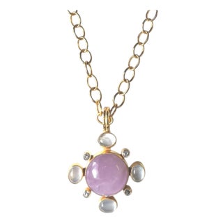 Kunzite Pearl Necklace For Sale