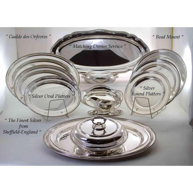 Traditional 1970’s Vintage/New Fish Platter With Bead Pattern, Applied Border-Silverplated For Sale - Image 3 of 9