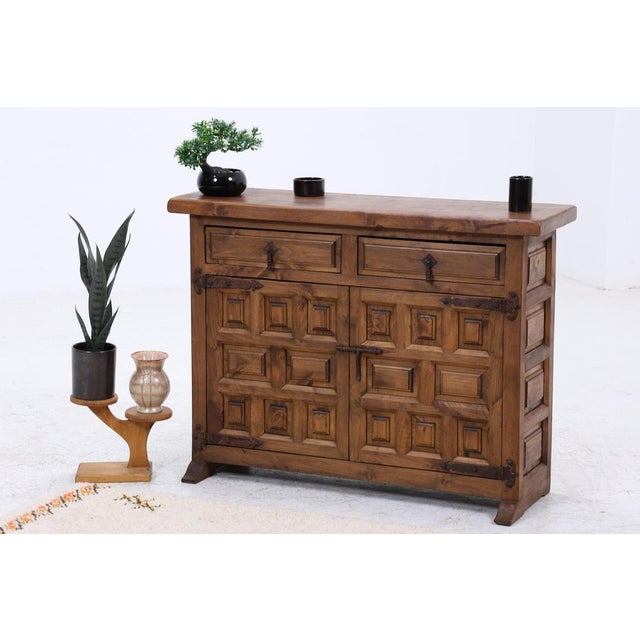 Spanish Baroque Style Walnut Chest of Drawers with Iron Fittings, 1960s For Sale - Image 4 of 15