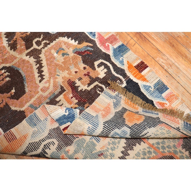 Textile Colorful Dragon Vintage Tibetan Early 20th Century Rug For Sale - Image 7 of 8