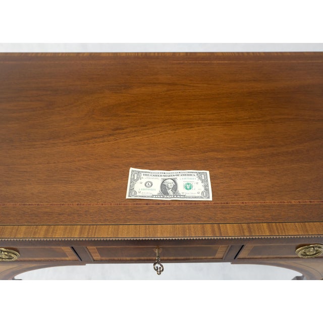 Wood Baker Mahogany Banded Top Hepplewhite Brass Castors Tapered Legs Sideboard MINT For Sale - Image 7 of 18