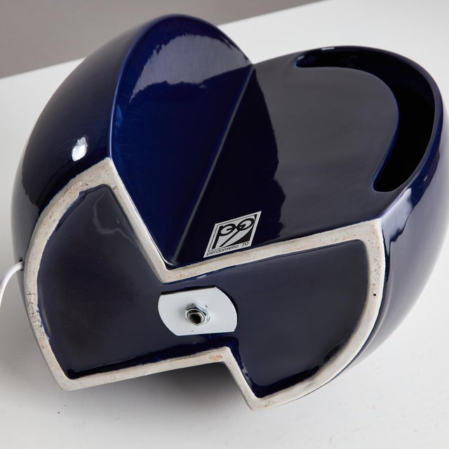 Blue Hemisphere Ceramic Table Lamp from Perdomello 70, 1970s For Sale - Image 16 of 18